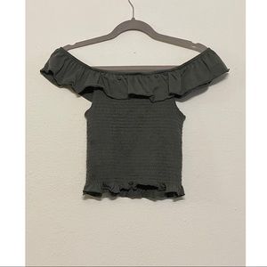 Army green bodycon crop top